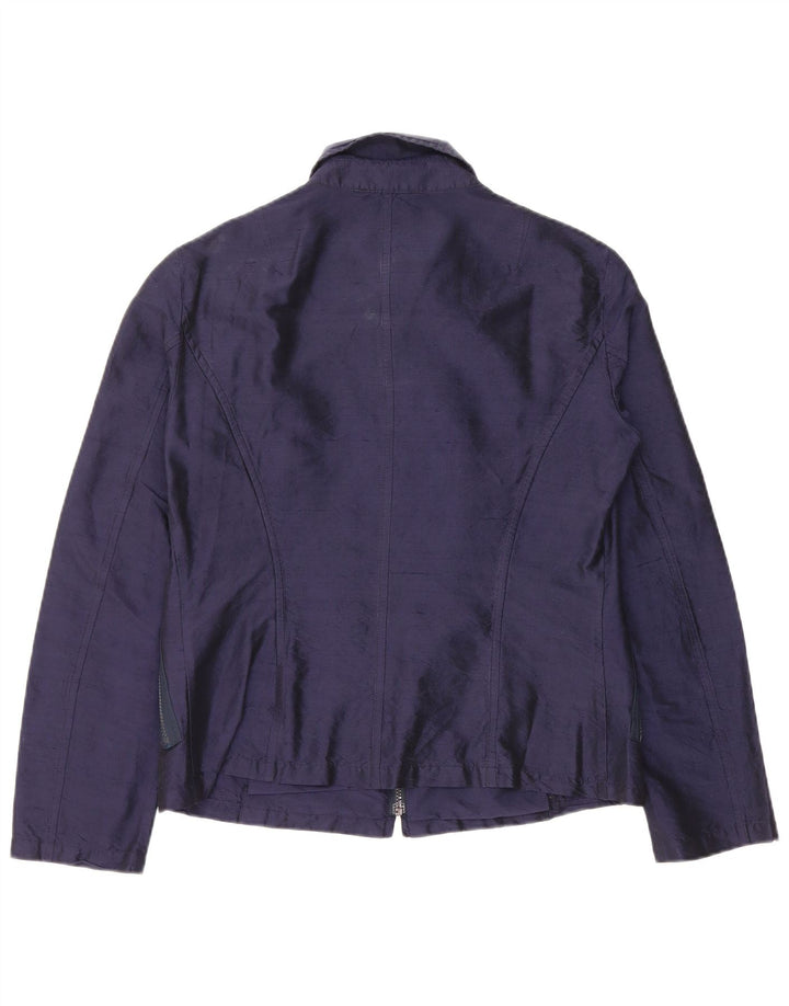 Giubbotto Bomber Donna Alberto Biani IT 46 Large Blu Navy Seta