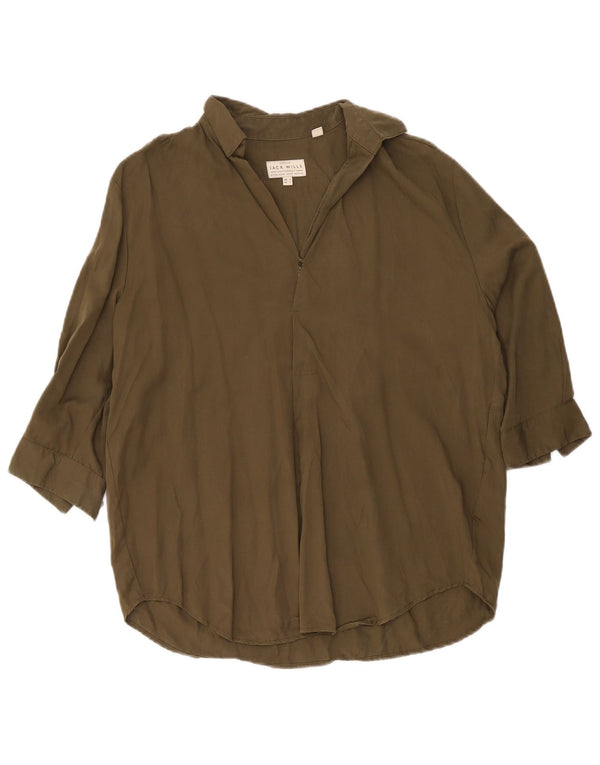 Camicia pullover oversize con maniche a 3/4 da donna Jack Wills UK 6 XS Khaki Lyocell