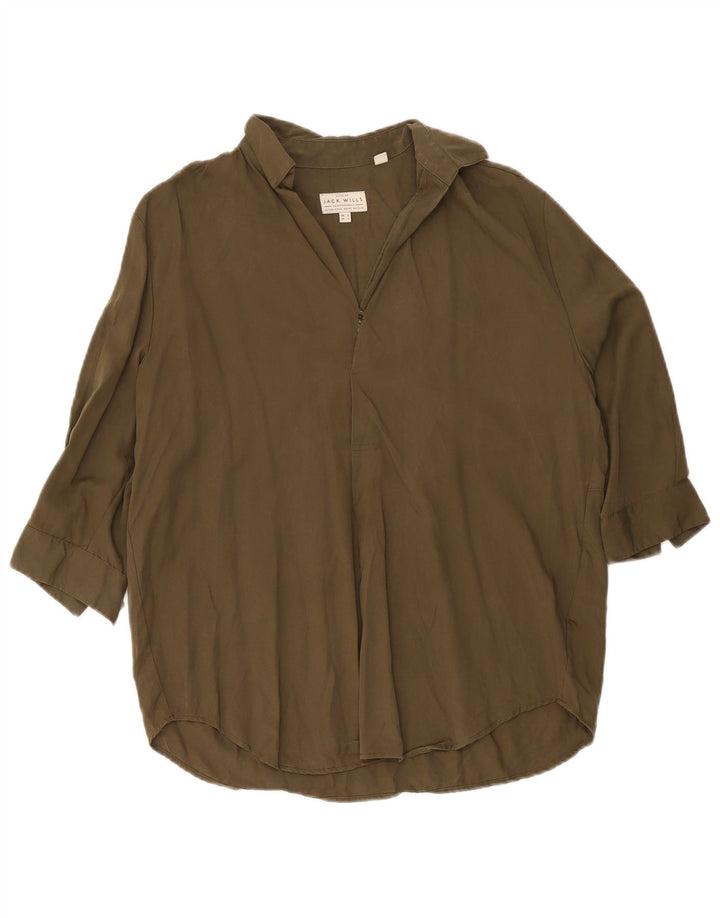 Camicia pullover oversize con maniche a 3/4 da donna Jack Wills UK 6 XS Khaki Lyocell