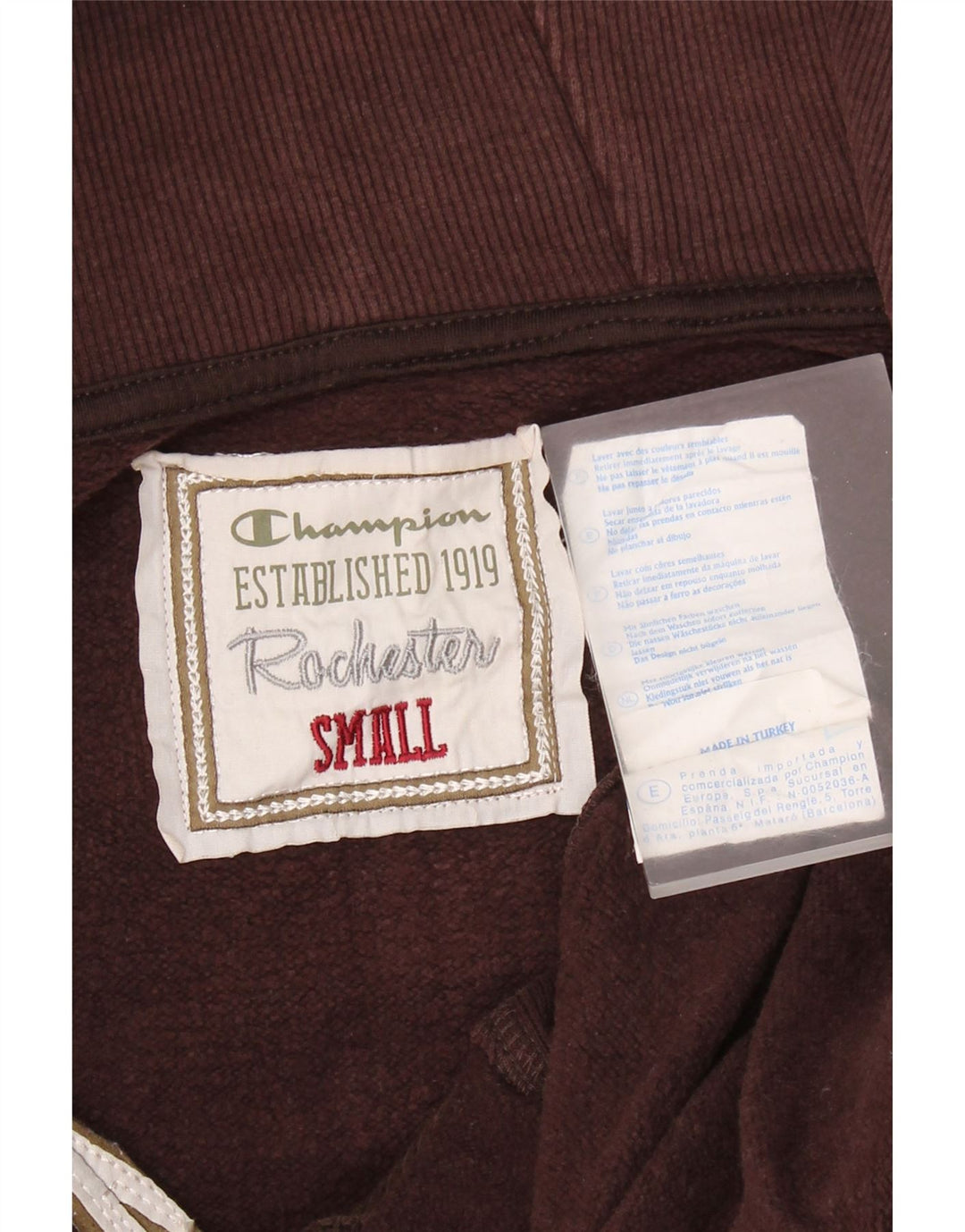 CHAMPION Maglione con cappuccio e zip oversize Rochester da donna UK 10 Piccolo Marrone