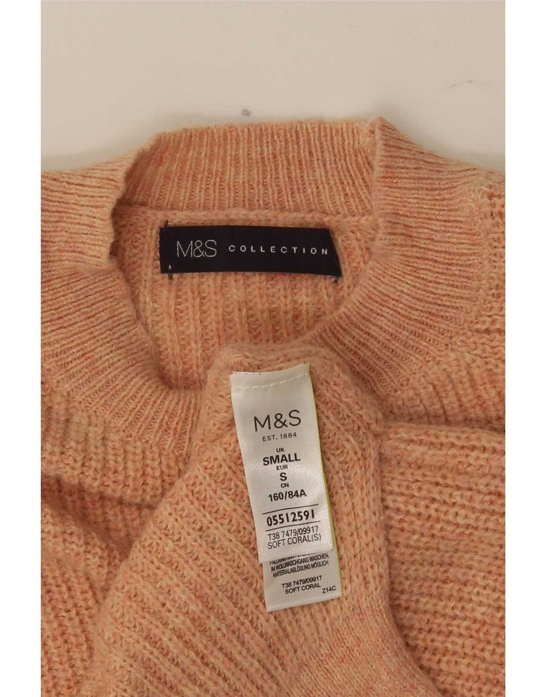 Maglione maglione girocollo oversize da donna Marks & Spencer UK 10 piccolo rosa