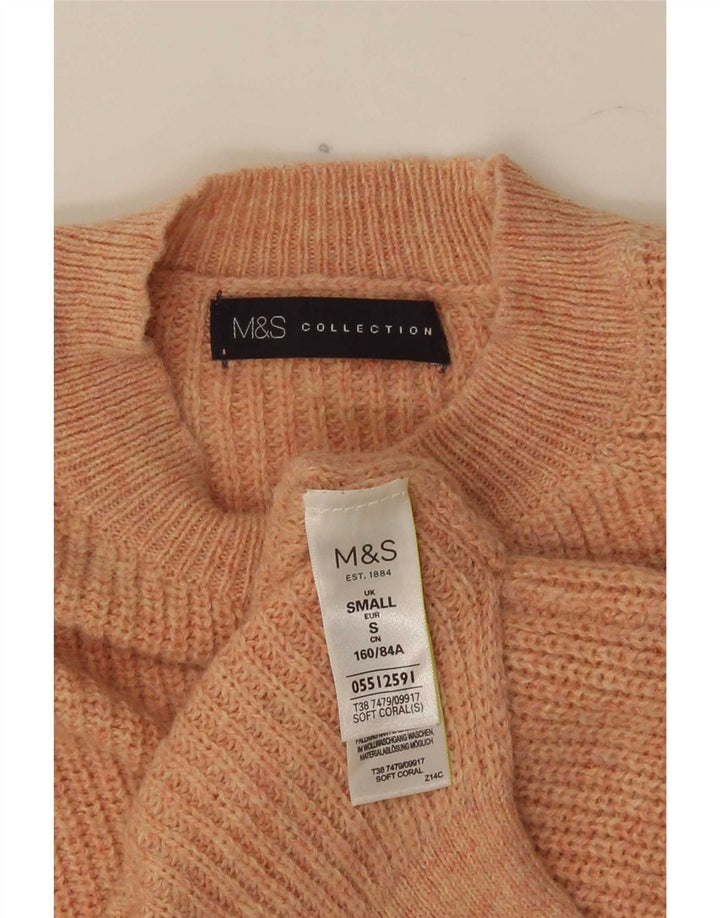Maglione maglione girocollo oversize da donna Marks & Spencer UK 10 piccolo rosa