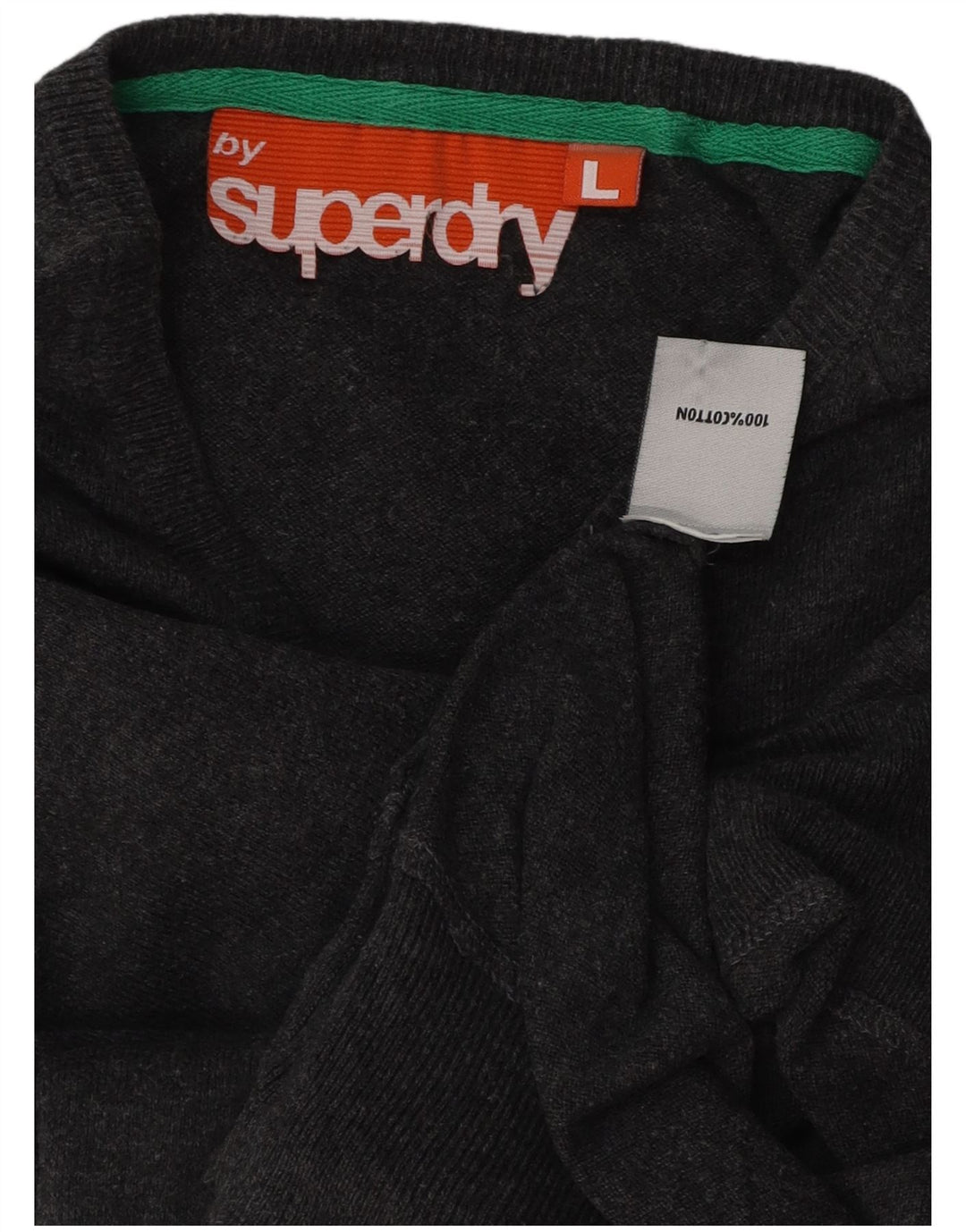 Maglione da donna con scollo a V SUPERDRY UK 16 grande cotone grigio