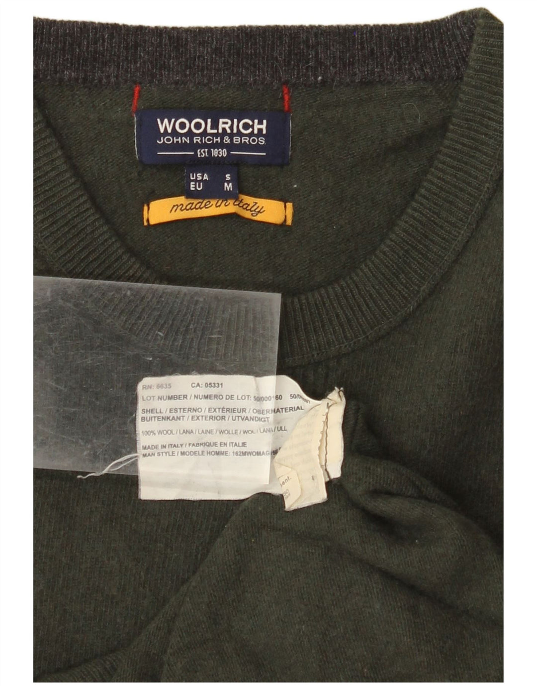 WOOLRICH Maglione girocollo da donna UK 14 Lana kaki media