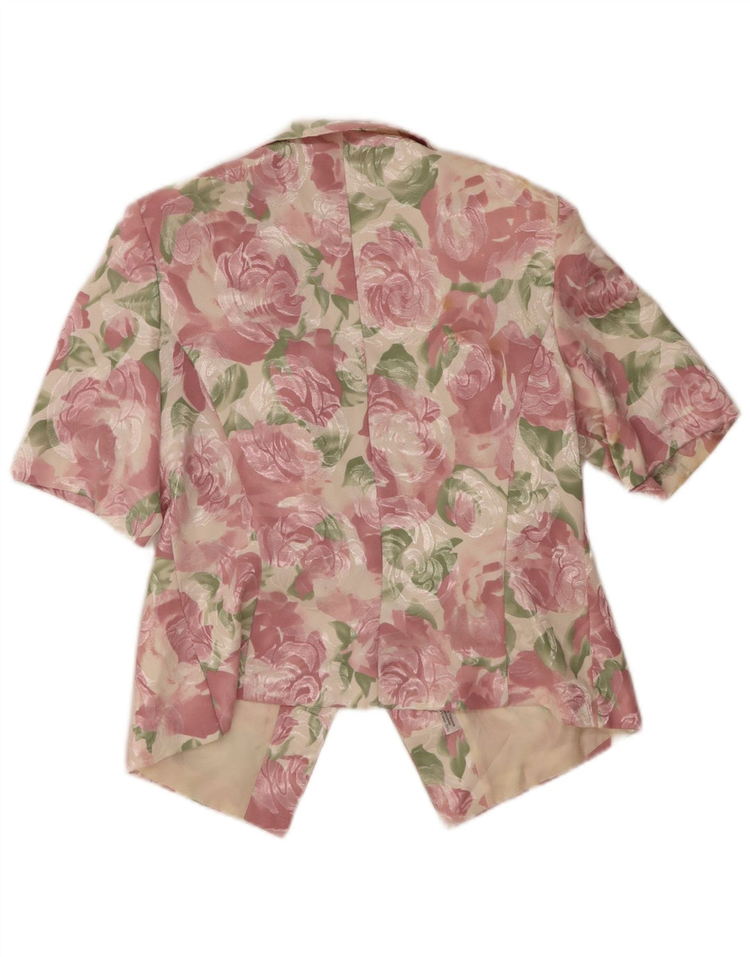 VINTAGE Womens Short Sleeve 4 Button Blazer Jacket IT 50 XL Pink Floral