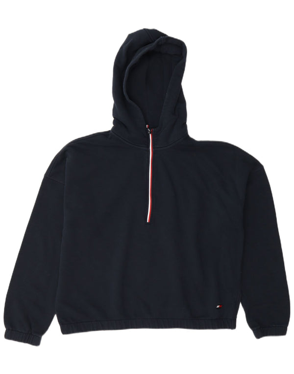 Maglione con cappuccio e collo corto con zip da donna Tommy Hilfiger UK 16 Large Blu Navy