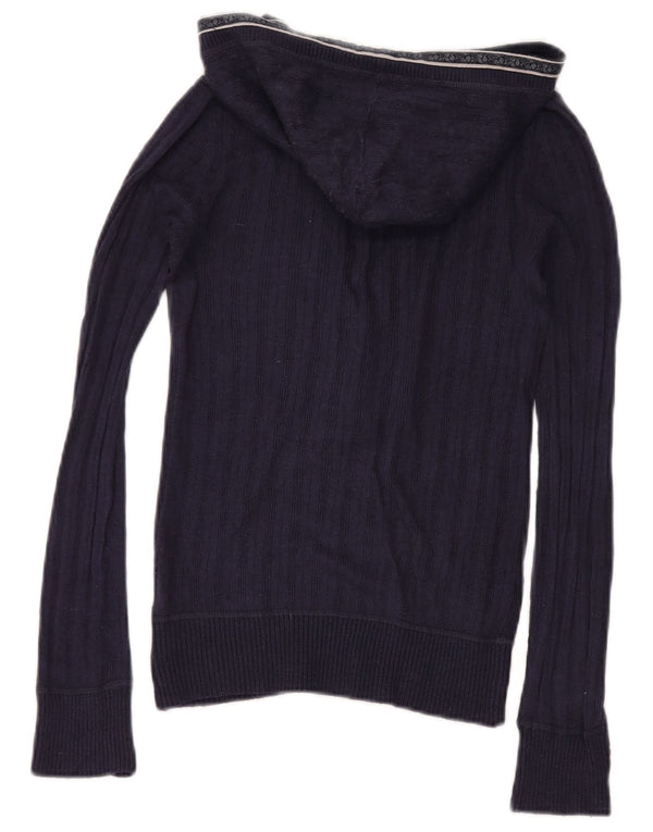 Maglione con cappuccio da donna Tommy Hilfiger UK 10 piccolo in viscosa blu navy