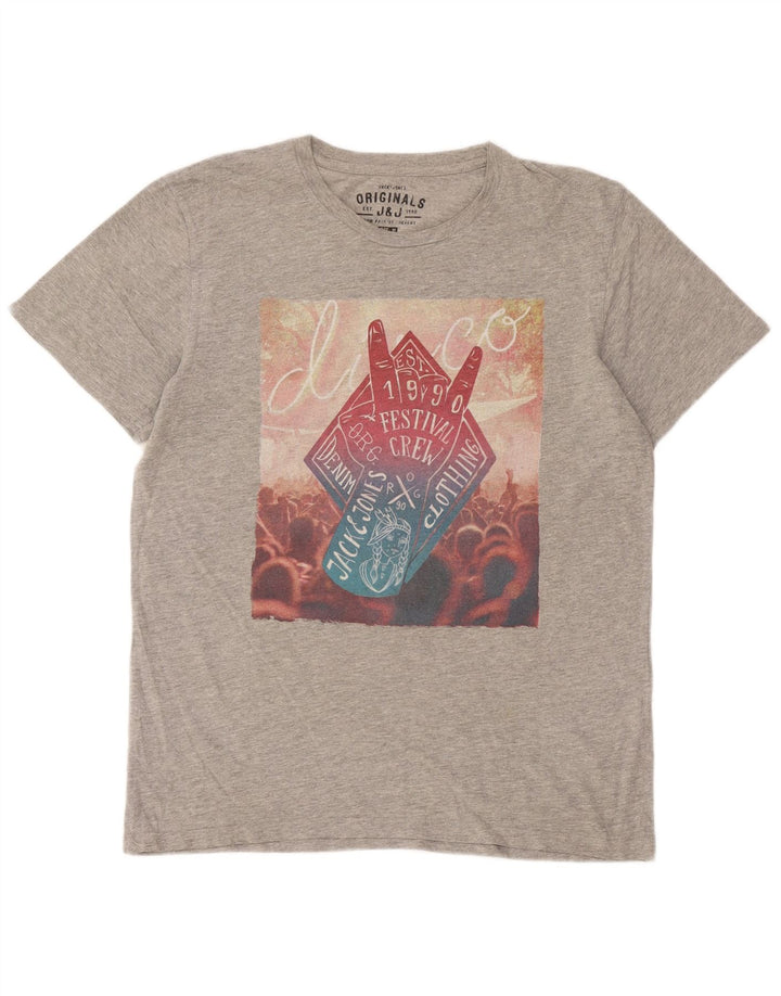 Maglietta grafica da uomo Jack & Jones Top grigio medio