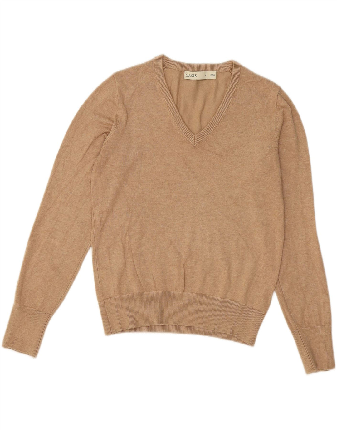 OASIS Womens V-Neck Jumper Sweater UK 14 Medium Brown Viscose Vintage Oasis and Second-Hand Oasis from Messina Hembry 