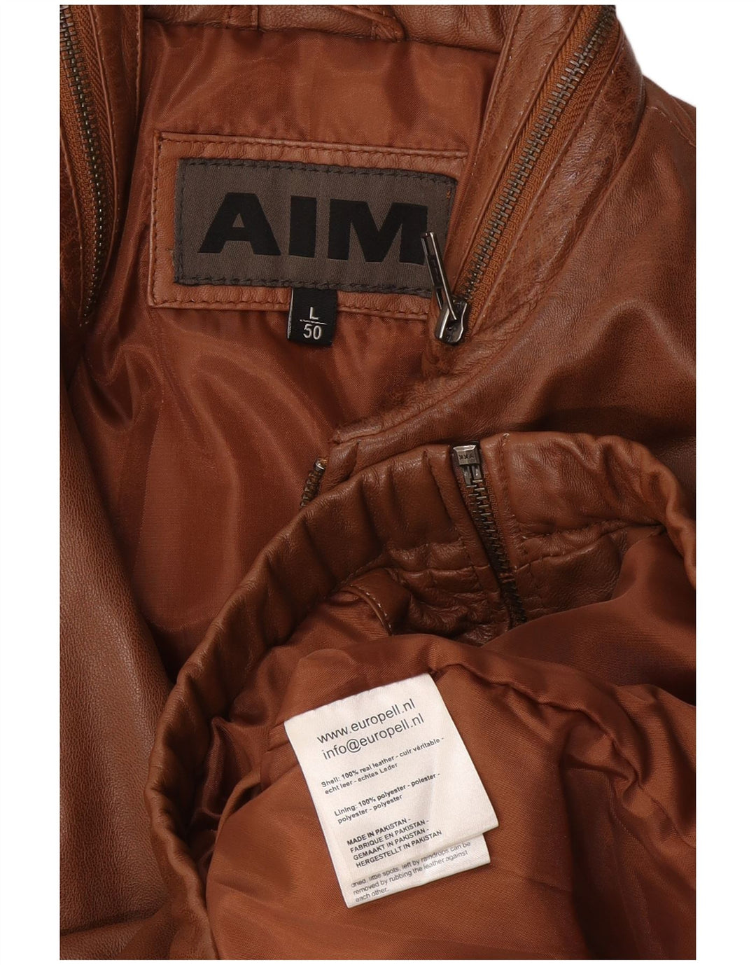 Giacca in pelle bomber da uomo AIM EU 50 grande in pelle marrone