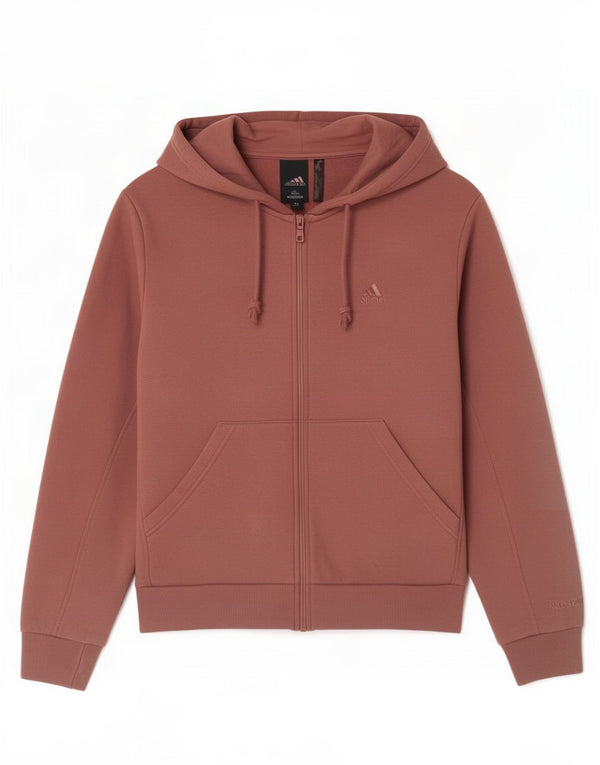 Adidas Womens Zip Hoodie Sweater UK 16/18 Large Pink Cotton