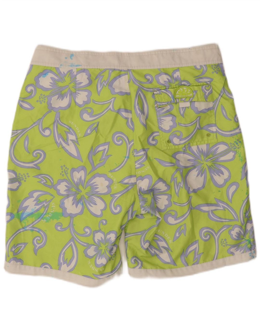 Pantaloncini da bagno da uomo Sundek XL verde floreale in poliestere