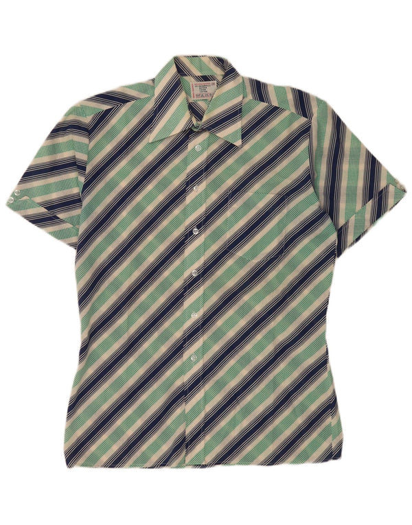 Camicia vintage da uomo a maniche corte taglia 39 a righe multicolori medie