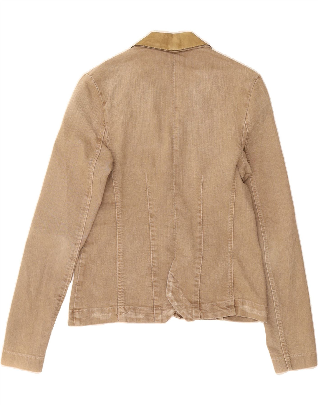 SOS Womens Denim 2 Button Blazer Jacket UK 10 Small Beige Cotton Vintage Sos and Second-Hand Sos from Messina Hembry 