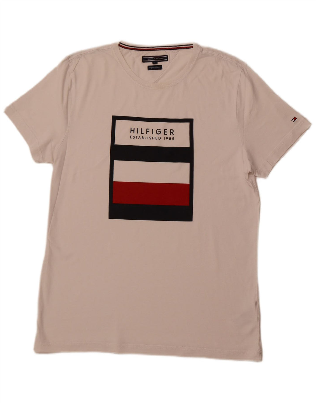TOMMY HILFIGER T-shirt grafica da uomo Top grande in cotone bianco