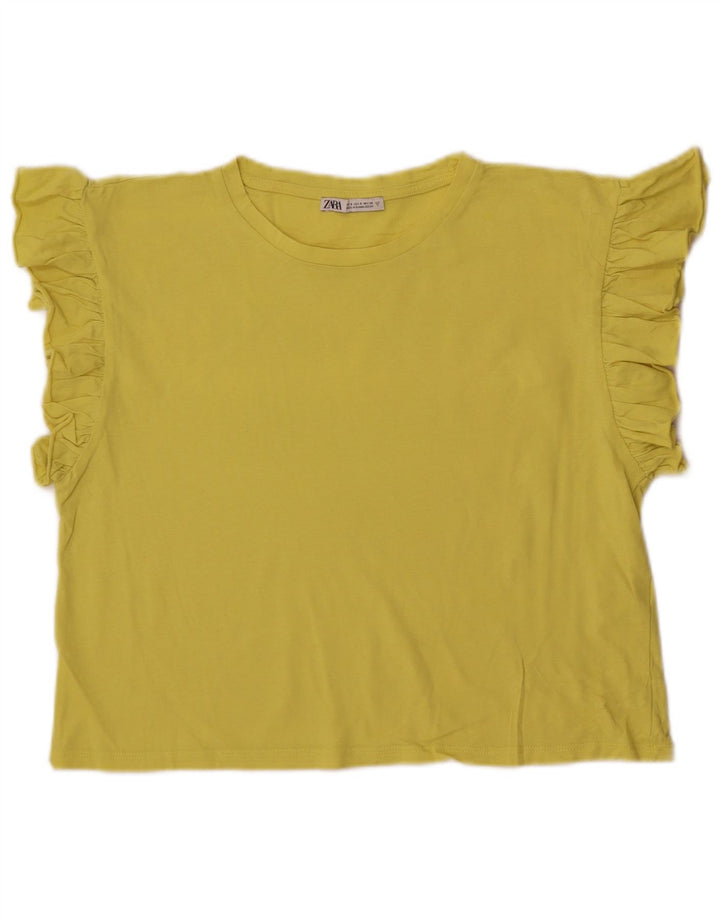 Top corto in camicetta corta da donna Zara UK 10 piccolo giallo