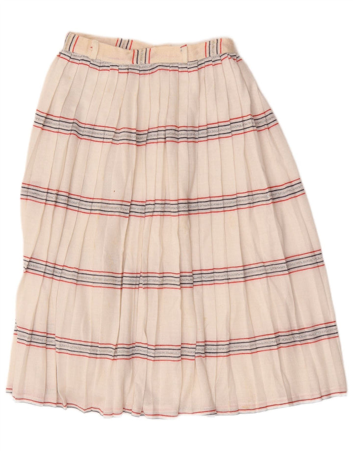 Gonna a trapezio a pieghe vintage da donna W26 piccola a righe bianche