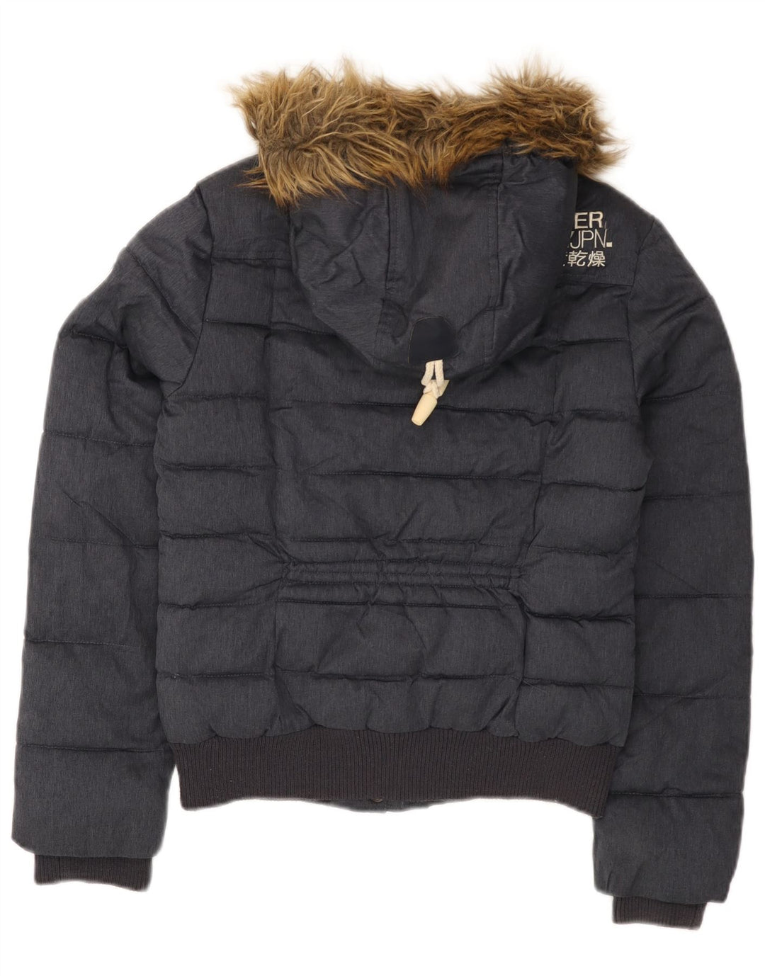 Giacca imbottita con cappuccio da donna Superdry UK 10 Small Poliestere grigio