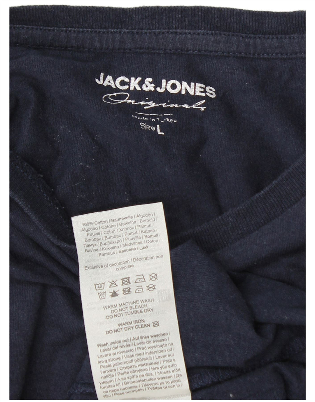 Jack & Jones Top grafico da uomo a maniche lunghe grande in cotone blu navy