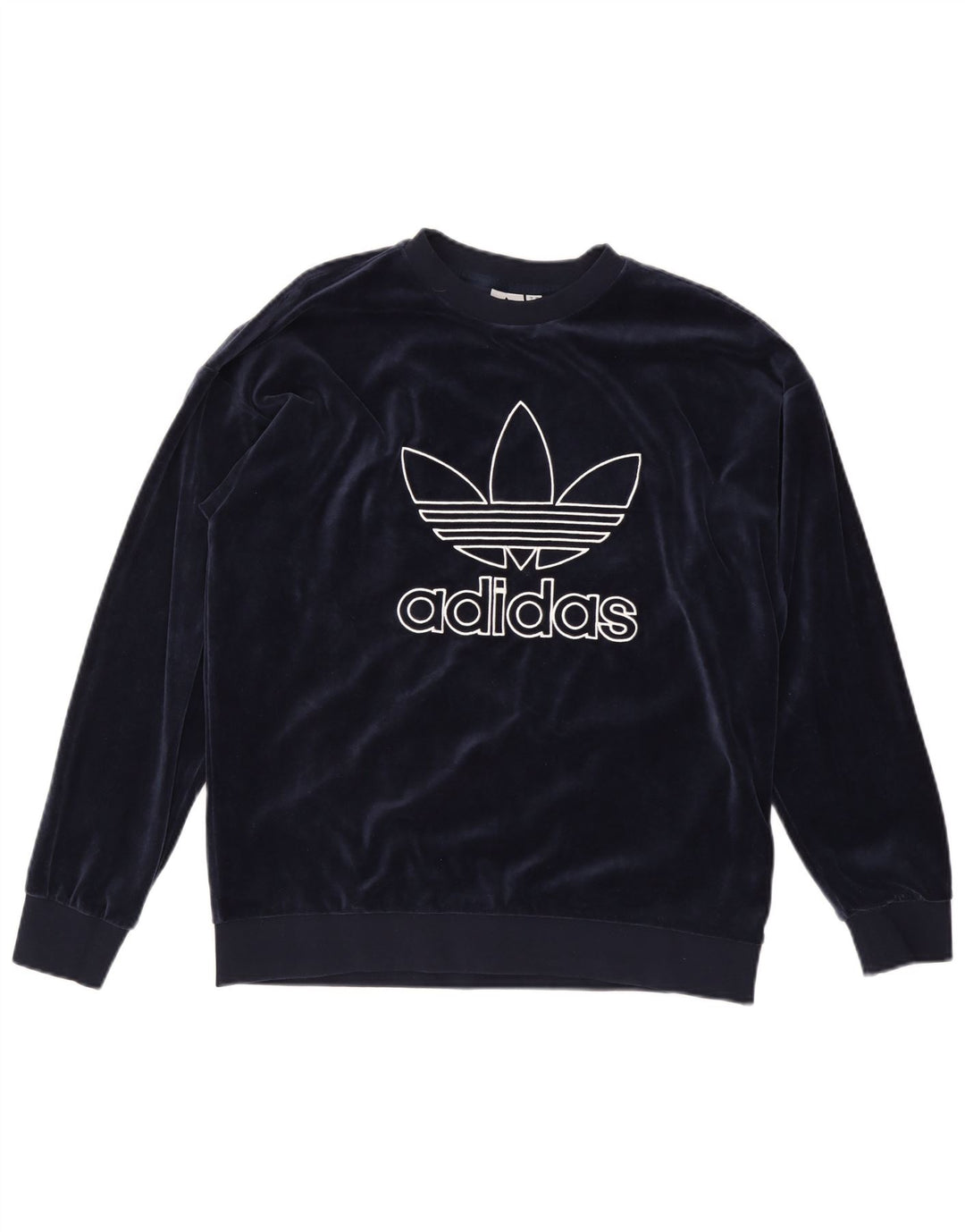 Felpa grafica oversize da donna ADIDAS, maglione UK 12 medio blu navy