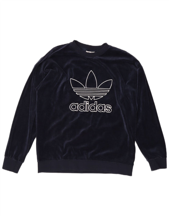 Felpa grafica oversize da donna ADIDAS, maglione UK 12 medio blu navy