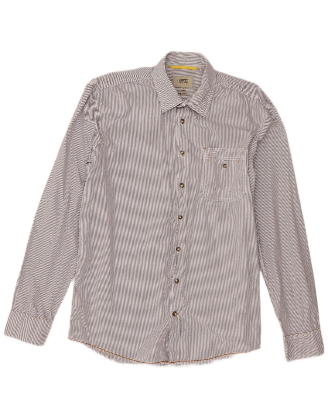 Camicia da uomo dalla vestibilità regolare Camel Active in cotone gessato bianco medio
