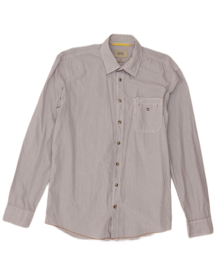 Camicia da uomo dalla vestibilità regolare Camel Active in cotone gessato bianco medio