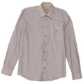 Camicia da uomo dalla vestibilità regolare Camel Active in cotone gessato bianco medio