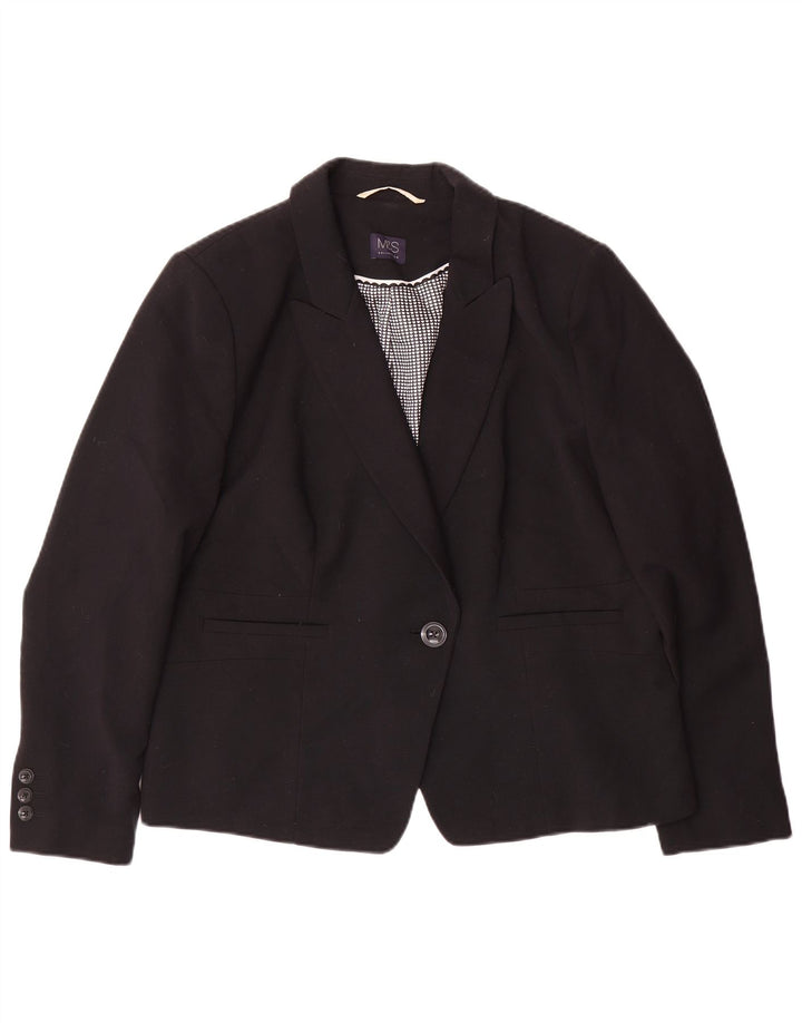 Giacca blazer a 1 bottone Marks & Spencer da donna UK 20 2XL poliestere nero