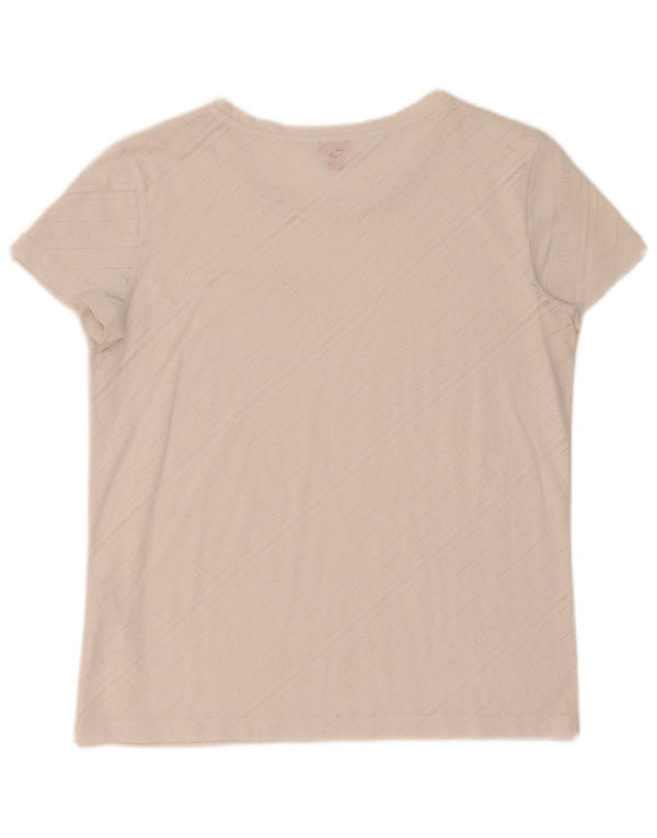 Guess T-shirt grafica da donna Top UK 10 Small Bianco sporco
