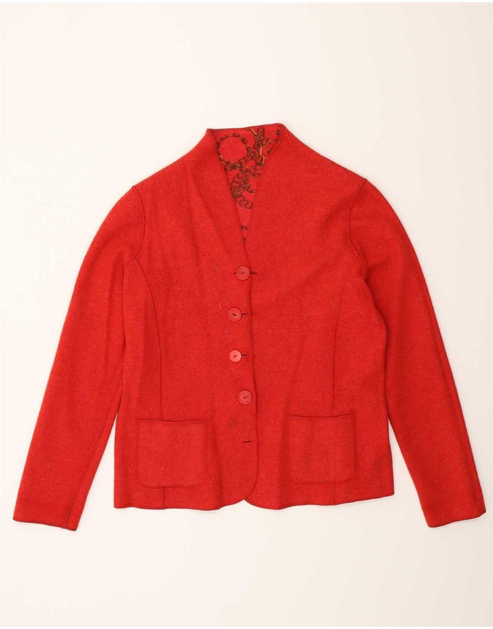 Giacca blazer reversibile da donna vintage con motivo astratto UK 14 rosso medio