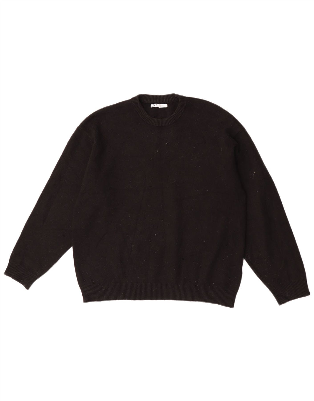 Maglione Zara da uomo girocollo in viscosa nera media