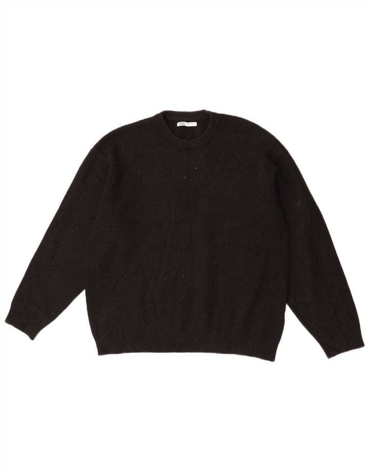Maglione Zara da uomo girocollo in viscosa nera media