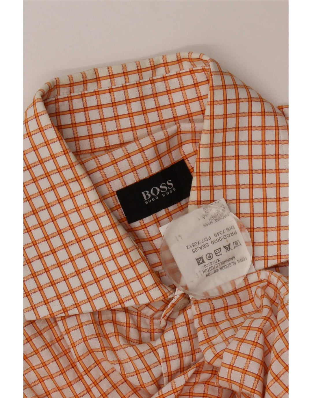 Camicia da uomo Hugo Boss in cotone a quadri arancione medio