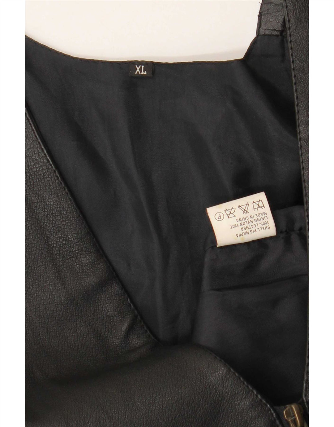 Gilet in pelle vintage da uomo XL nero