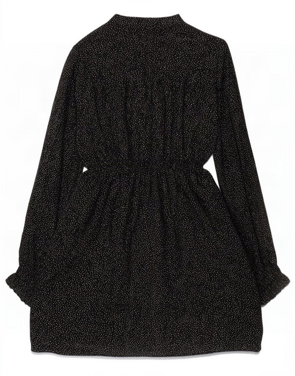 Abito chemisier da donna Zara con cravatta sul davanti UK 14 medio nero maculato