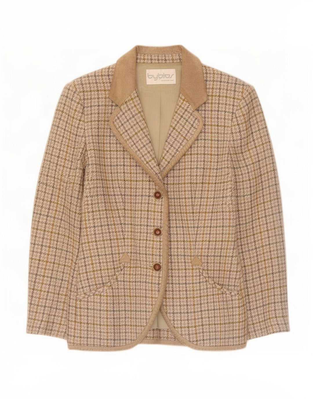 Giacca blazer a 3 bottoni da donna Byblos IT 42 Check beige medio