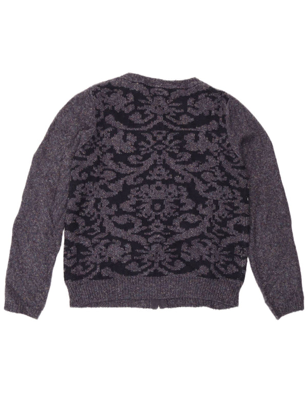 Maglione cardigan da donna Fat Face UK 14 Grande acrilico Paisley blu navy