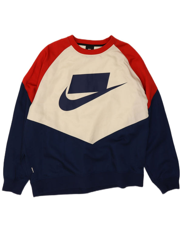 Felpa grafica da uomo Nike, maglione grande, nylon color block multicolore