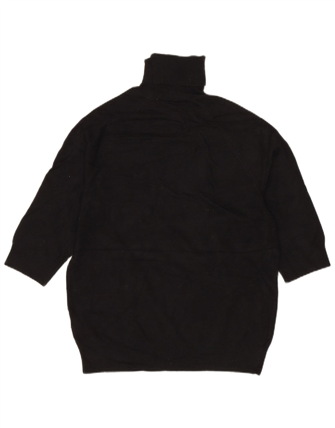 ZARA Maglione da Donna con Collo Alto e Maniche a 3/4 UK 12 Viscosa Nera Media