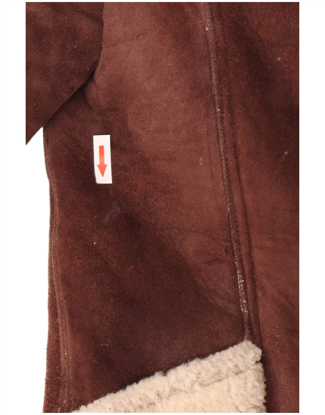Cappotto in shearling vintage da donna UK 10 piccolo color block marrone