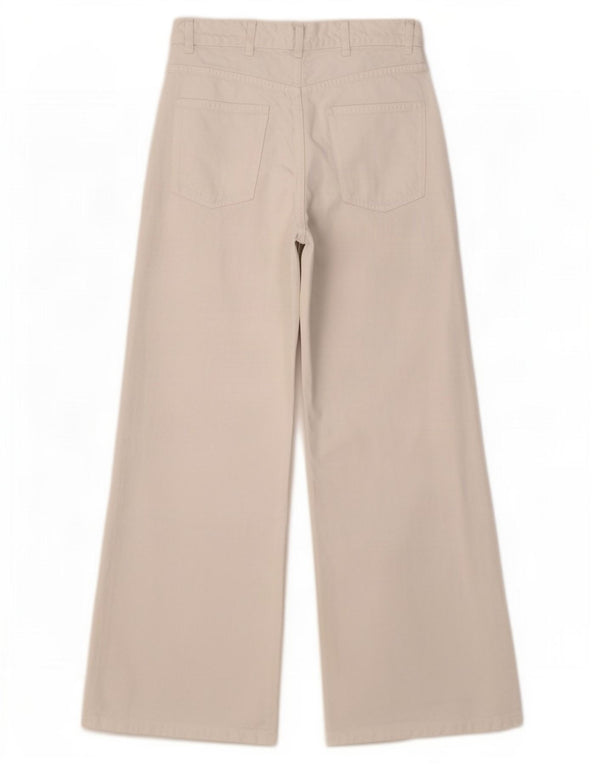 Zara Womens High Waist Wide Leg Jeans EU 38 Small W28 L29 White Cotton