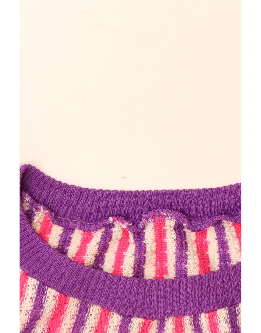 Maglione maglione con scollo a barca da donna VINTAGE UK 14 grandi strisce multicolori