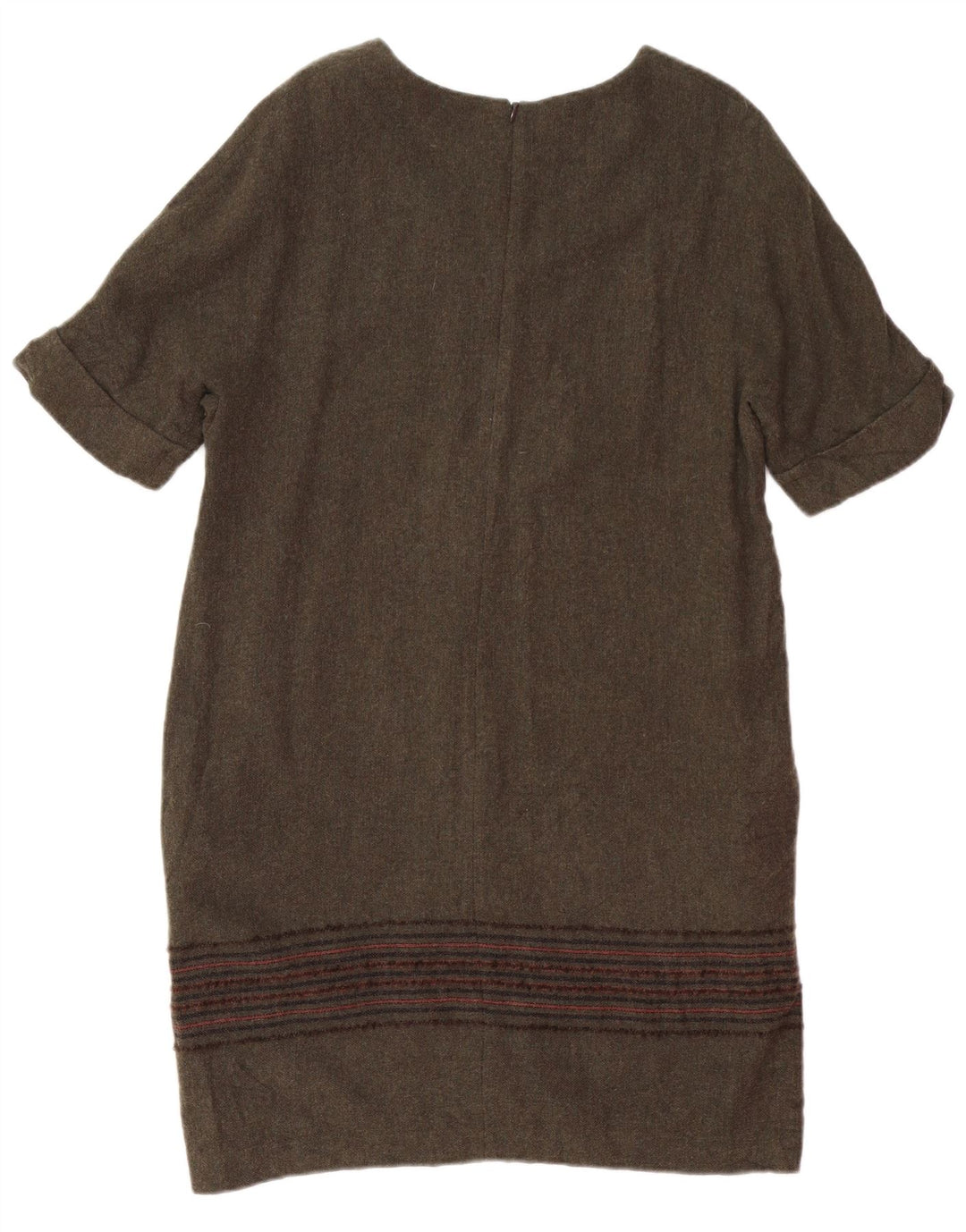 MASSIMO DUTTI Abito a trapezio da donna UK 14 Lana a righe grandi kaki