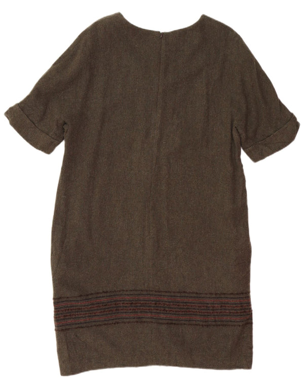 MASSIMO DUTTI Abito a trapezio da donna UK 14 Lana a righe grandi kaki