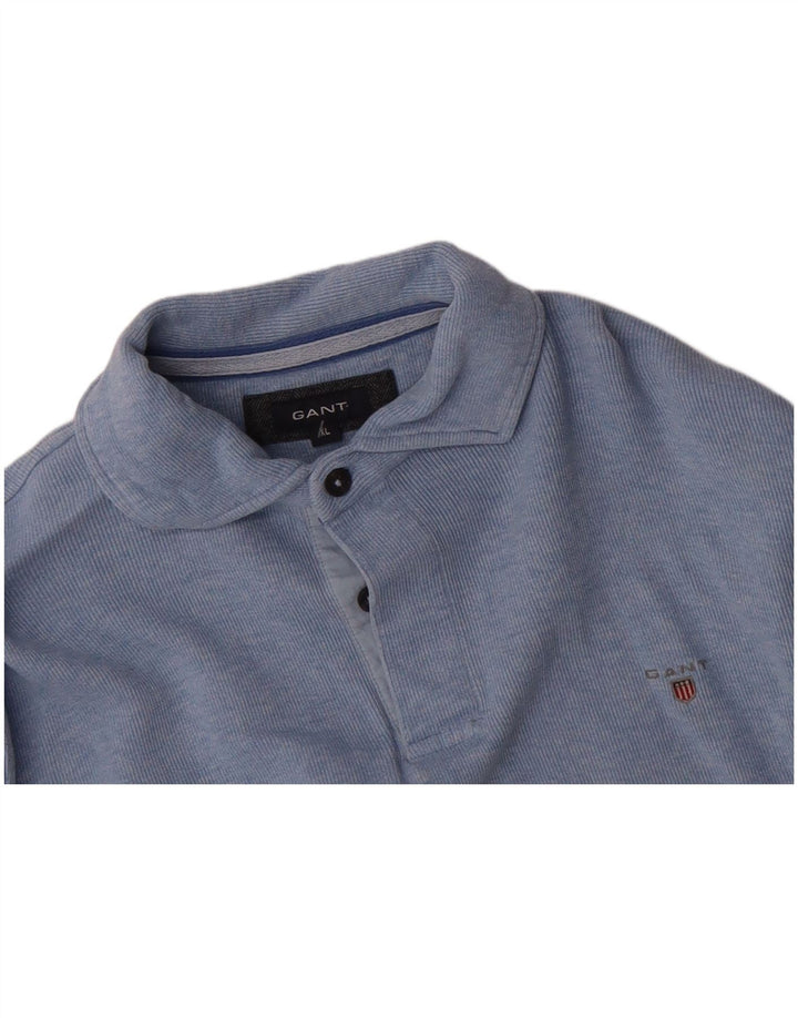 GANT Mens Polo Neck Sweatshirt Jumper XL Blue Cotton