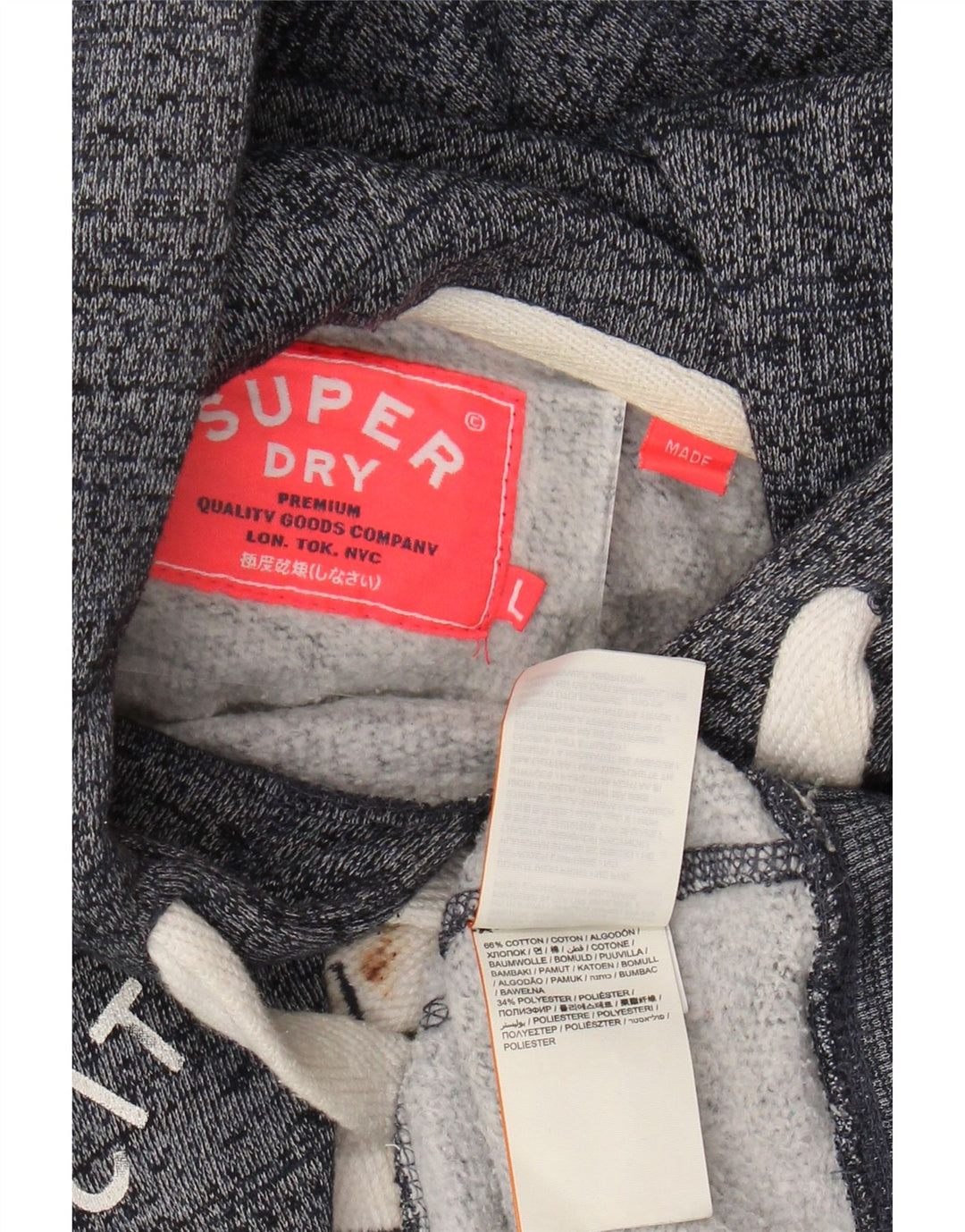Felpa con cappuccio grafica Bronx da donna SUPERDRY UK 16 grande grigio chiazzato