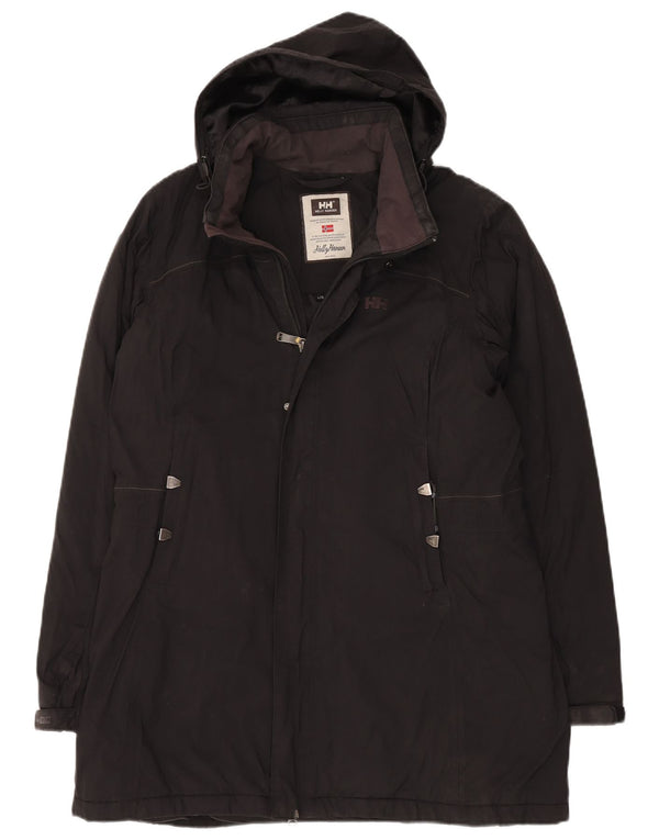 HELLY HANSEN Giacca a vento con cappuccio da donna UK 16 Large Nero Poliammide