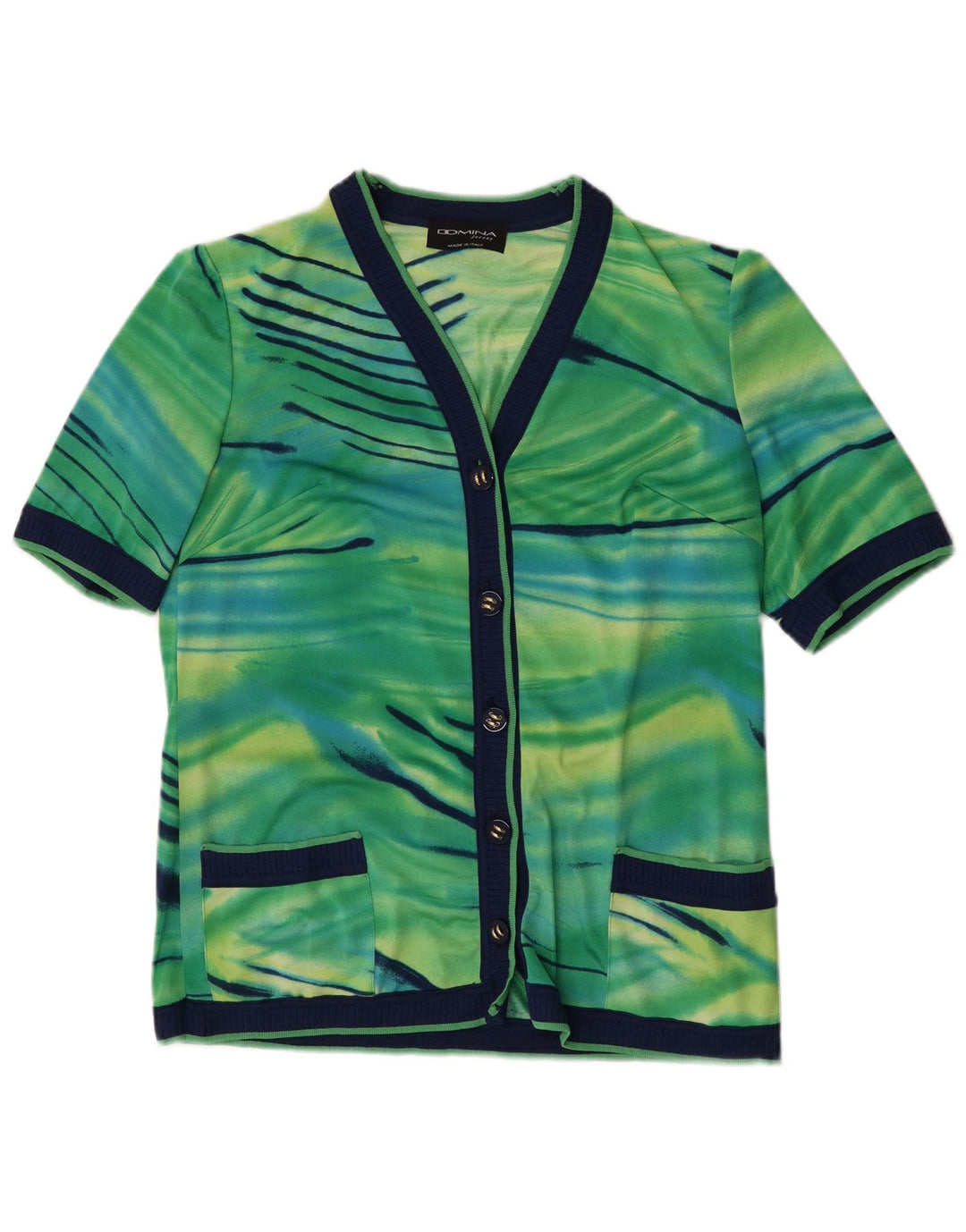 Top Cardigan a Maniche Corte da Donna Domina IT 44 Verde Medio Tie Dye