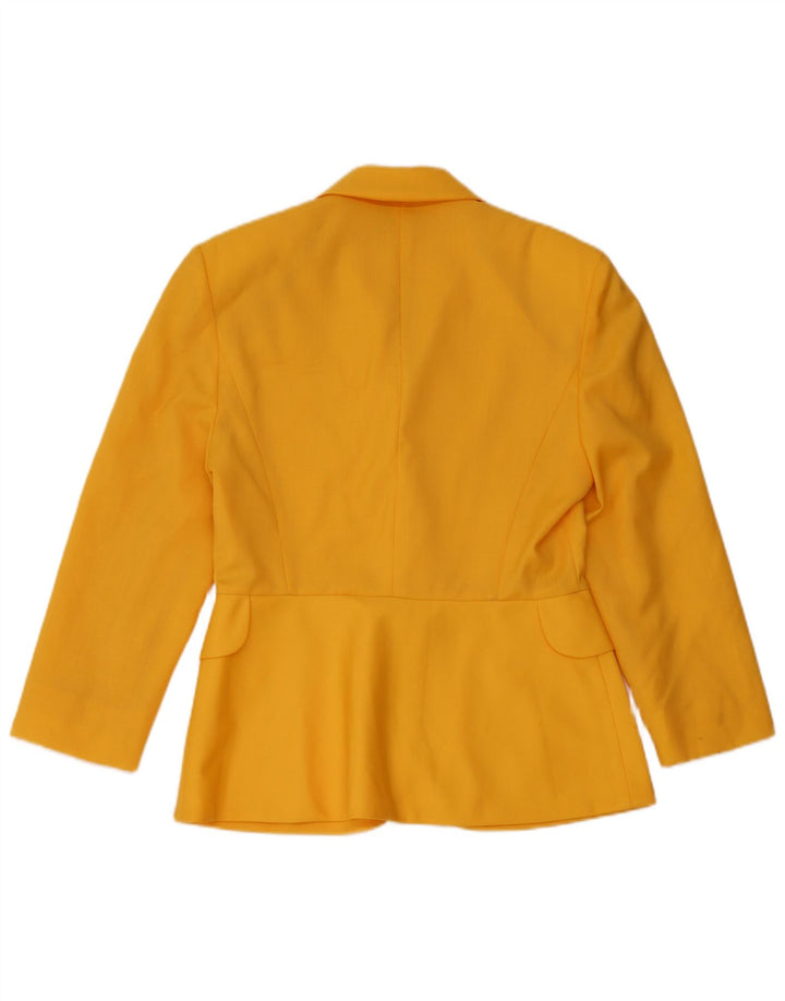 Giacca blazer vintage da donna a 1 bottone IT46 grande lana gialla